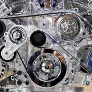 Belt drive structure made of transparent plastic to transmit power